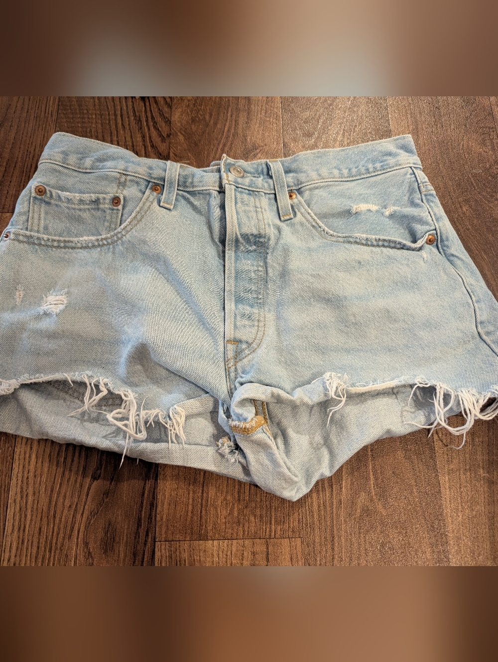 Levis 501 Women's Jean Shorts Micro Light Wash Size 31 Waist Cutoff